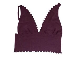 Free People Deep Purple Scalloped Crop Top